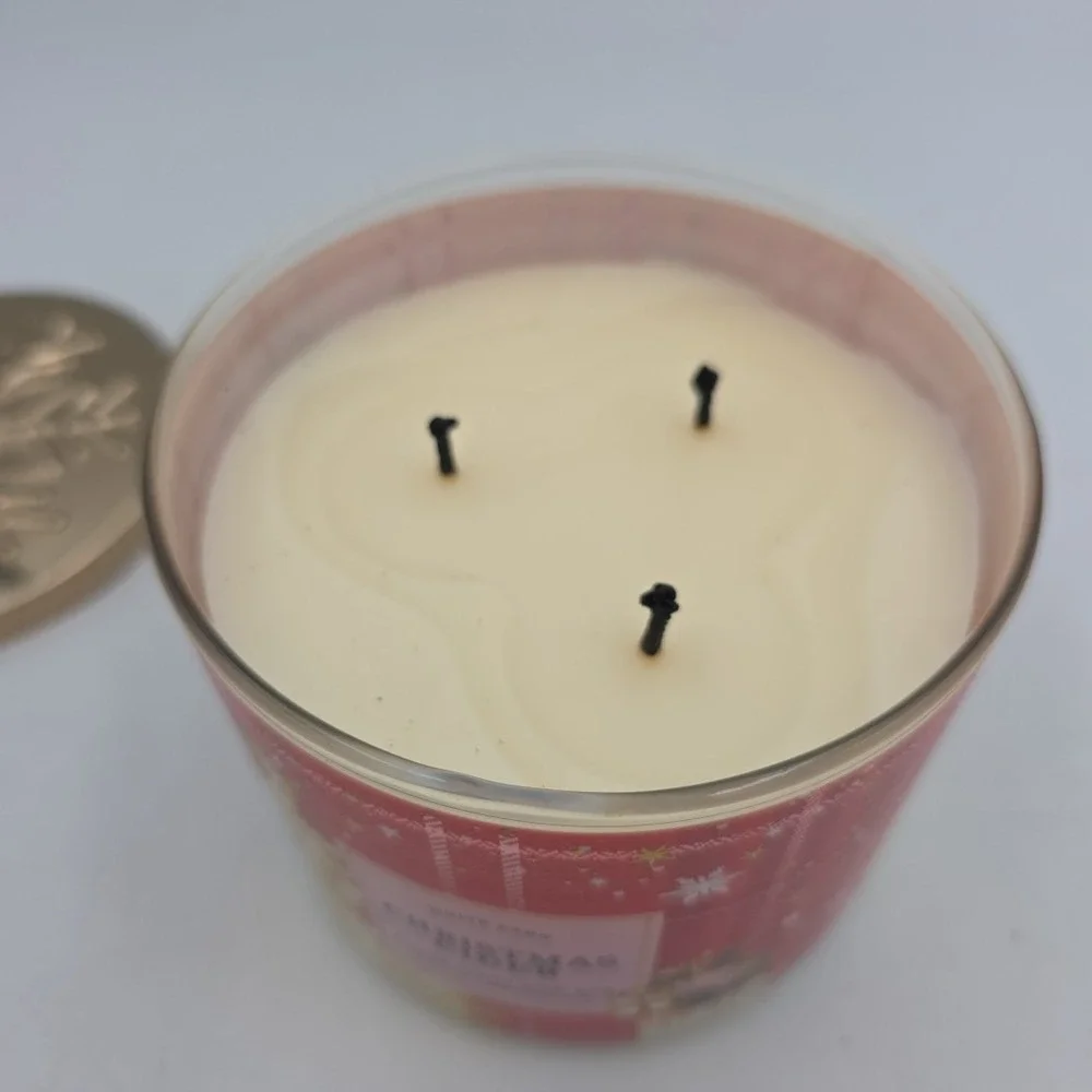 BATH & BODY WORKS Candle CHRISTMAS CIDER 14.5oz 3-Wick WHITE BARN Holiday Candle - Picture 2 of 4